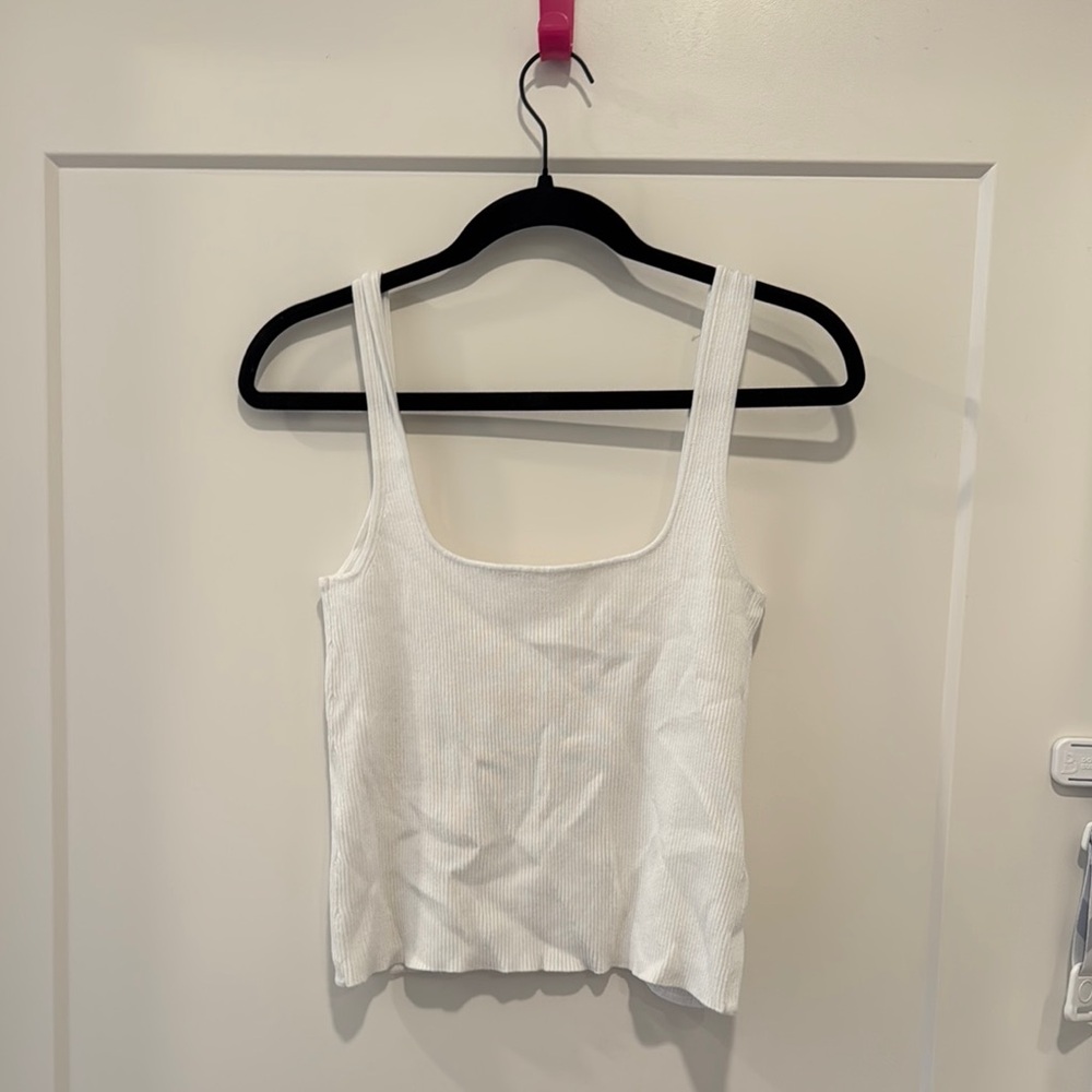 White Ribbed Tank Top